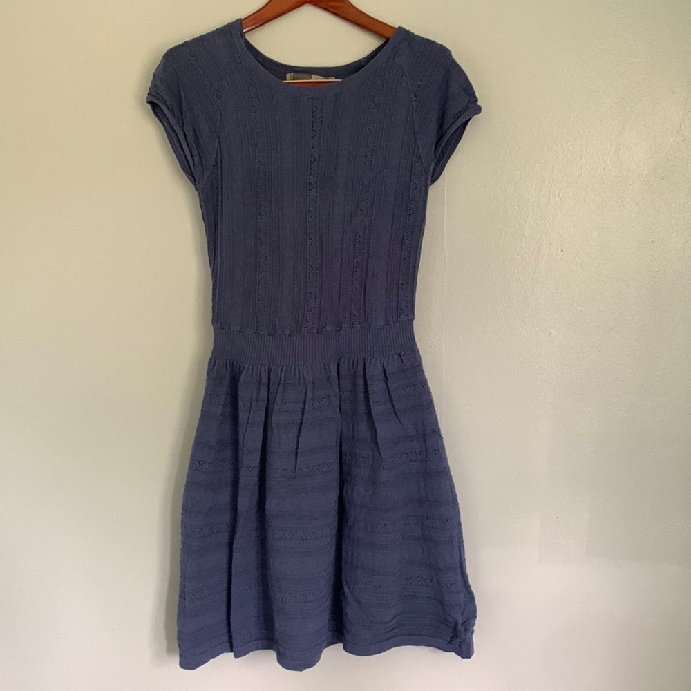 EUC Athleta Downtown Fine Knit Lined Cotton Cashmere Short Sleeve Sweater Dress